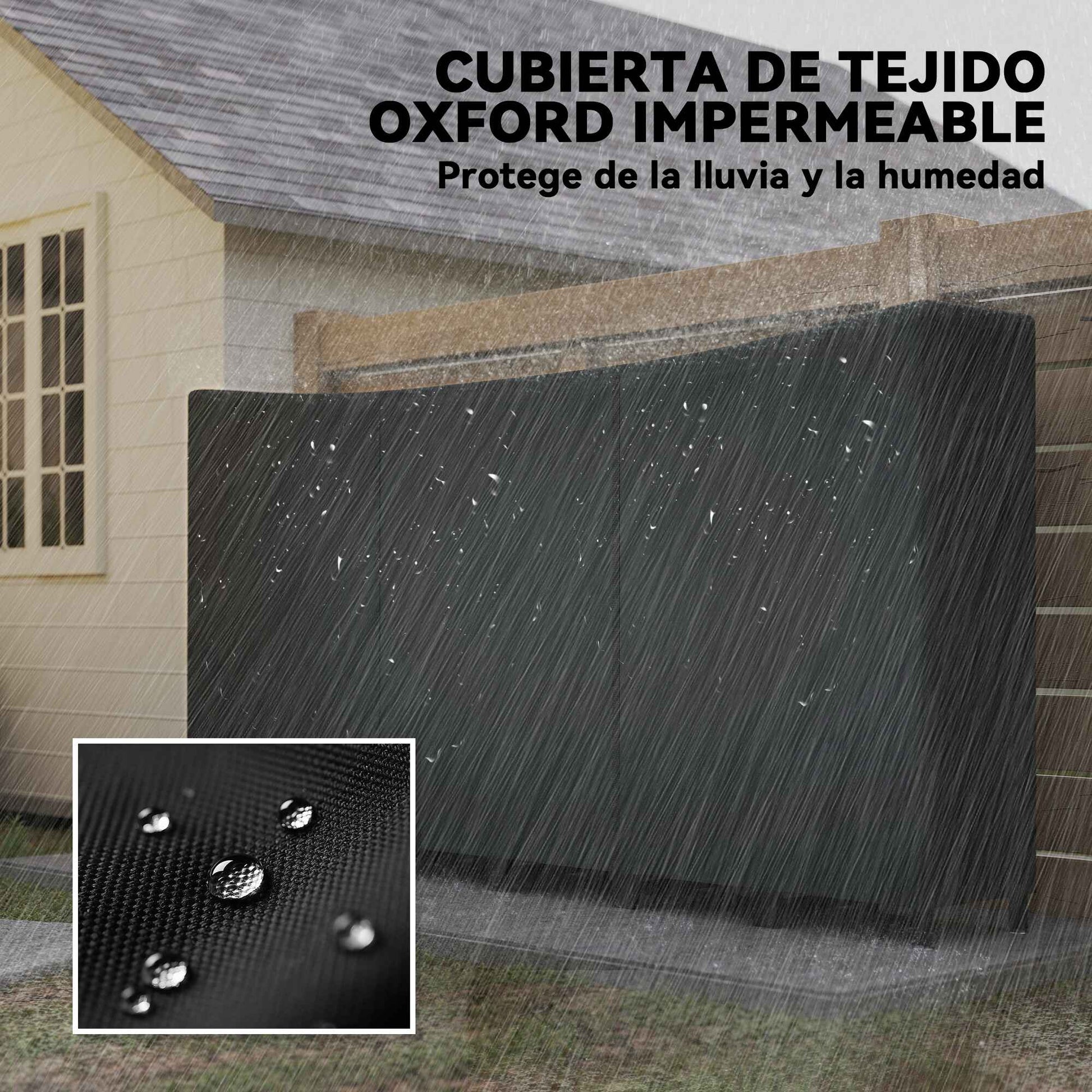Estante de Leña Metálico, 235x31x116 cm, Leñero Exterior con Cubierta Impermeable 600D , Marco de Acero y Cadenas de Acero, Soporte para Leña de Chimenea, Almacenaje para Madera, Negro