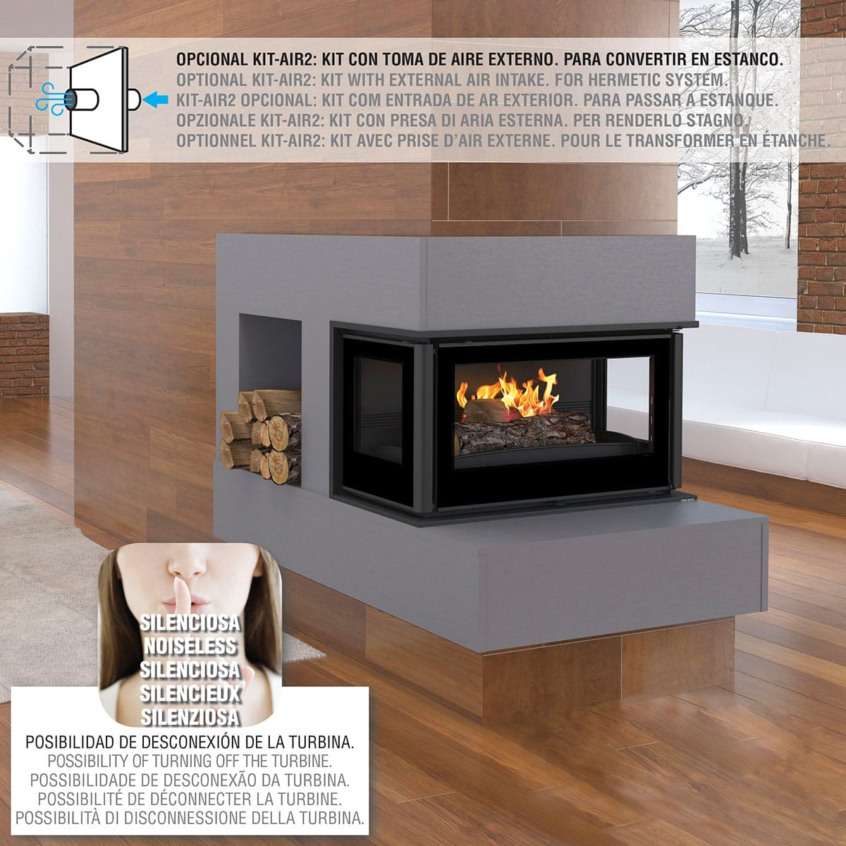 Estufa de Leña Insertable Paris 70-3C (Bronpi)
